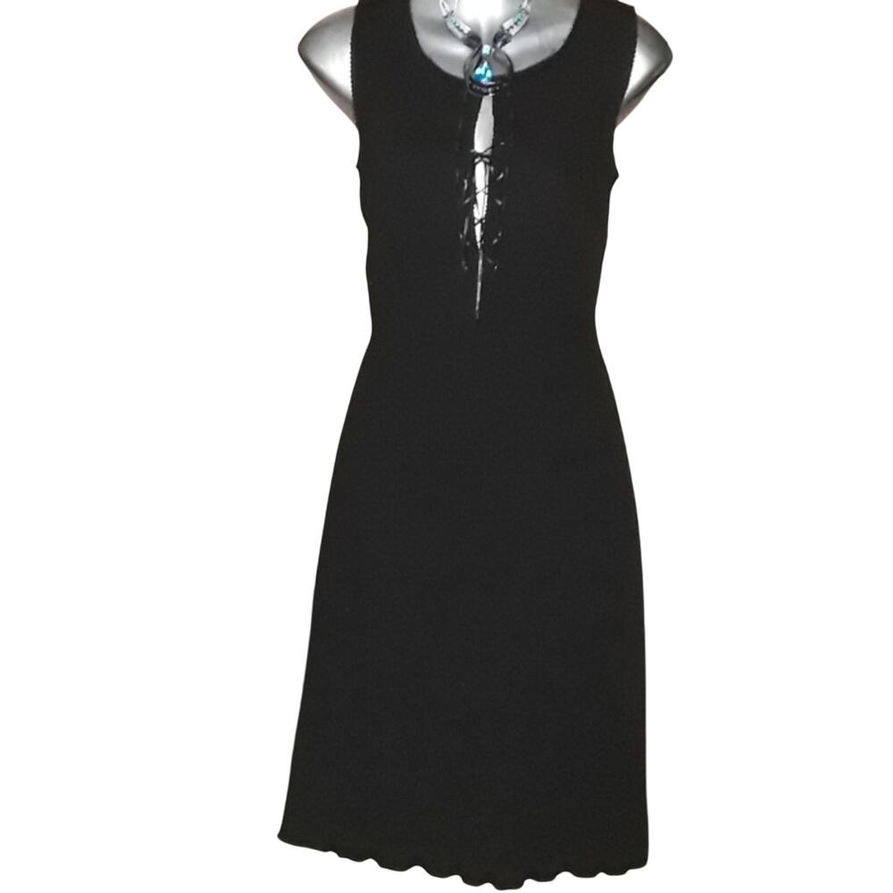 Zino & Nuccia Sz 12 Black Fitted Dress Scallop Hem EUC